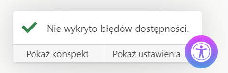 Zrzut panelu, który pokazuje: Nie wykryto żadnych problemów.